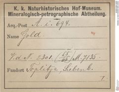 Etiketten zu Gold (NHMW-MIN-Ai694)